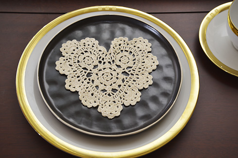 Wheat color Heart Shape Crochet Lace Doilies 6" Heart Crochet